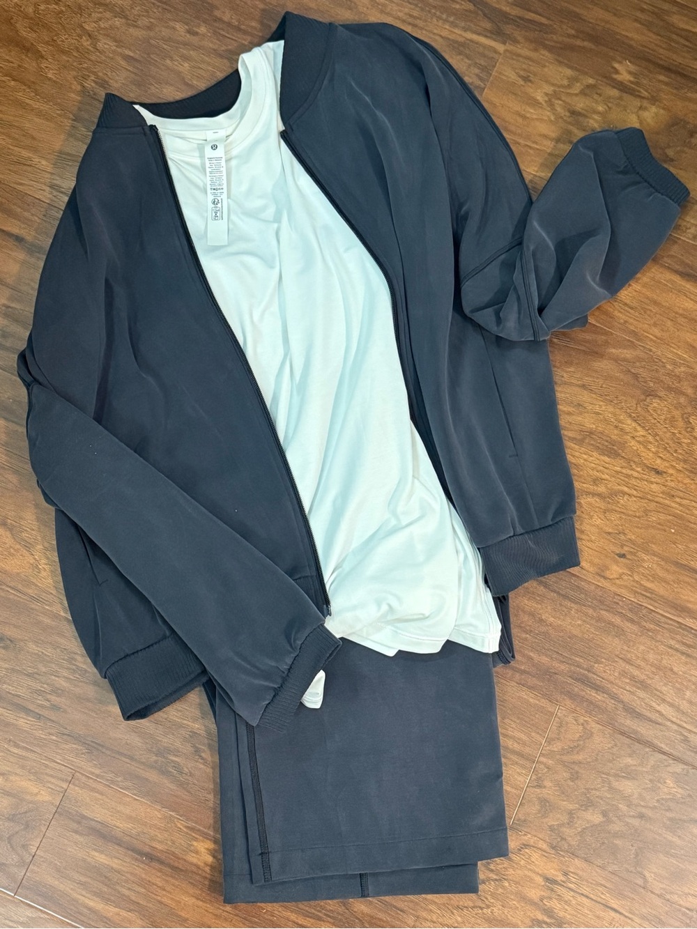 lululemon athletica Wide Leg Pants & Bomber Set in Black and Light Mint